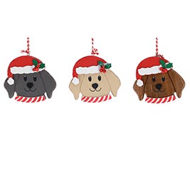 ASTD WOODEN DOG ORNAMENTS WITH SANTA HAT