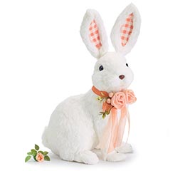 photo of SITTING WHITE BUNNY WITH FLOWER NECKLACE