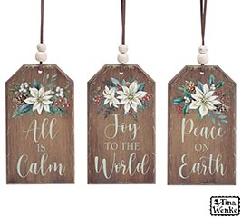 photo of ASTD WOODEN TAG ORNAMENTS WITH MESSAGE