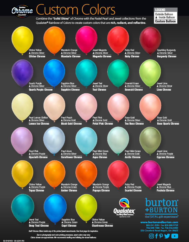 Custom Color Charts for Qualatex Balloons burton+BURTON
